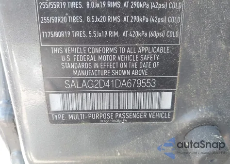 2013 Land Rover Lr4 из США, поврежденный, VIN SALAG2D41DA679553